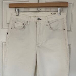 rag & bone Cream High-Rise Ankle Cigarette Jeans, NWT